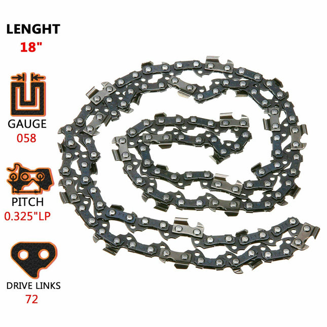 18'' Chainsaw Chain Blade Saw Replace Semi Chisel - salelink.co.nz