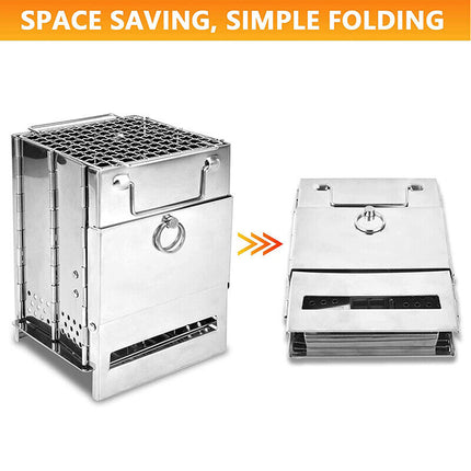 20x20x35cm Camping Stove Camp Wood BBQ Grill - salelink.co.nz
