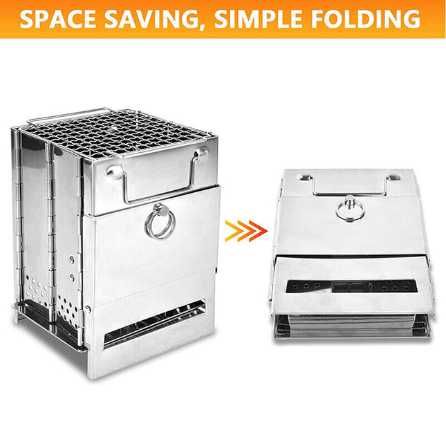 20x20x35cm Camping Stove Camp Wood BBQ Grill - salelink.co.nz