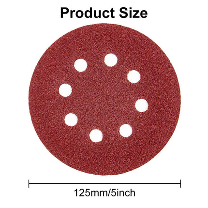 160PCS Sanding Discs 40-800 Grit Pads 125mm Hook&Loop 8 Hole Orbital Sandpaper - salelink.co.nz
