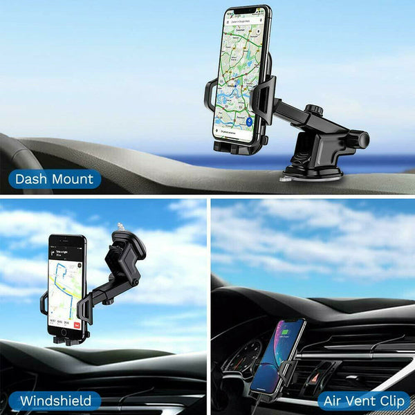 3 in 1 Phone Holder Universal 360ˇă Windshield Mount Car Holder Cradle Long Neck