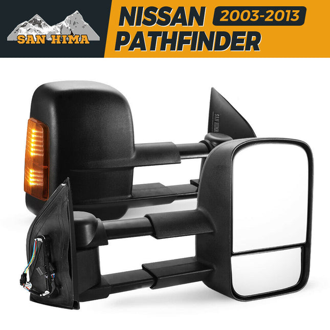 Towing Mirrors for Nissan Pathfinder MY 2003-2013 Black - salelink.co.nz
