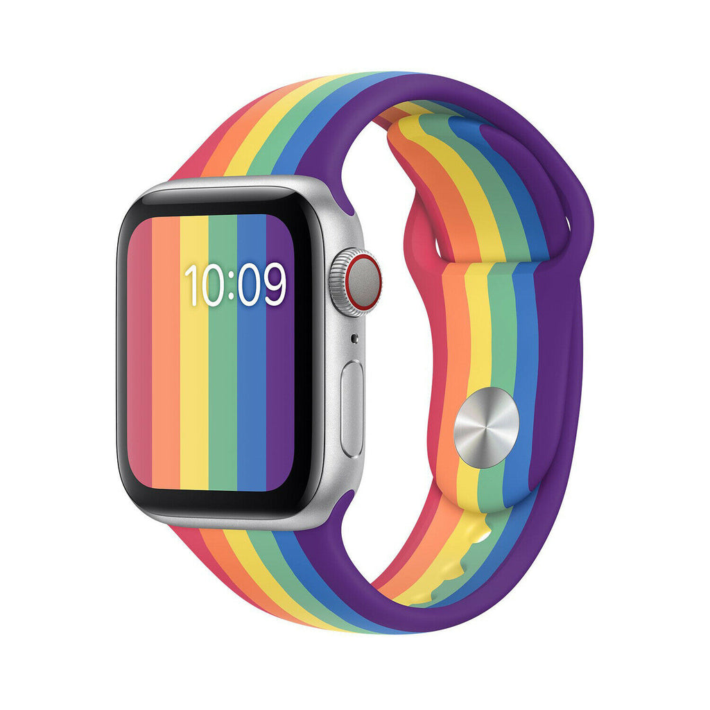 S 42/44mm Apple Watch Silicone Watch Band Strap Rainbow