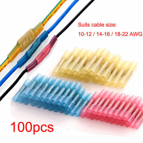 100PCS Heat Shrink Butt Wire Crimp Connectors Kit