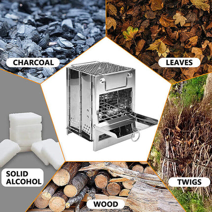 20x20x35cm Camping Stove Camp Wood BBQ Grill - salelink.co.nz