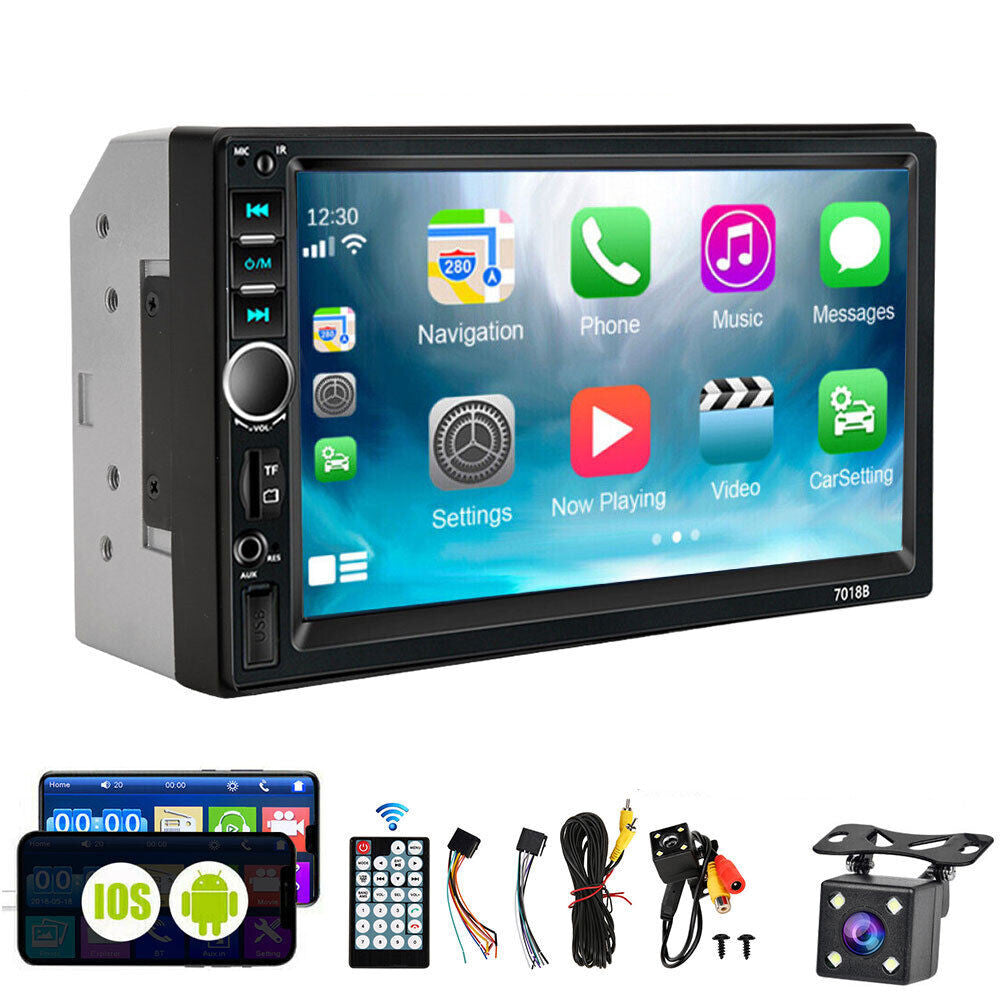 7" Double 2 DIN Bluetooth Head Unit Car Stereo Touch Screen Radio FM/TF/USB/AUX