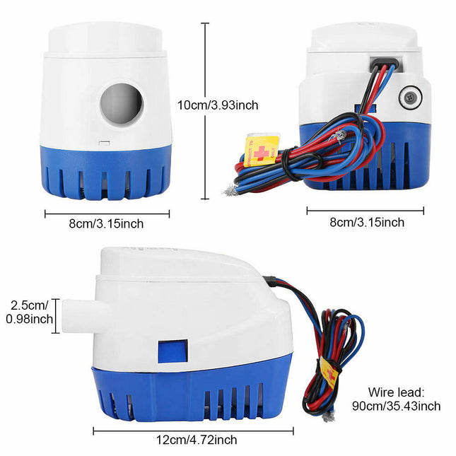 12V Bilge Pump Boat Automatic 1100GPH Submersible - salelink.co.nz