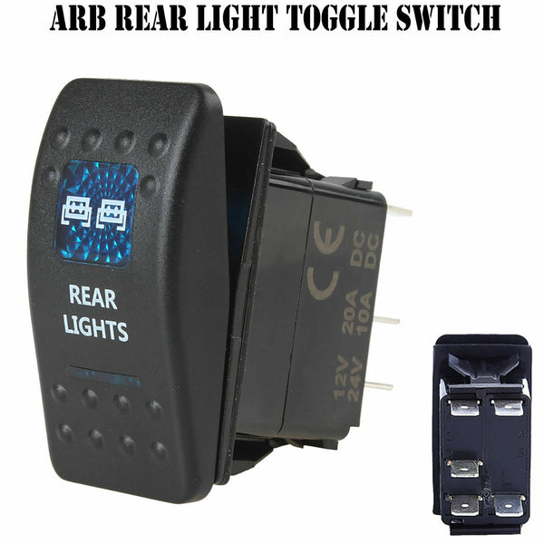 12V 20A Rocker Toggle Switch Blue LED Car Rear Light