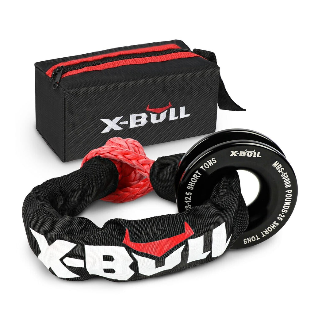 X-BULL Soft Shackle Synthetic Rope Recovery Snatch Ring Block Pulley 35000LBS