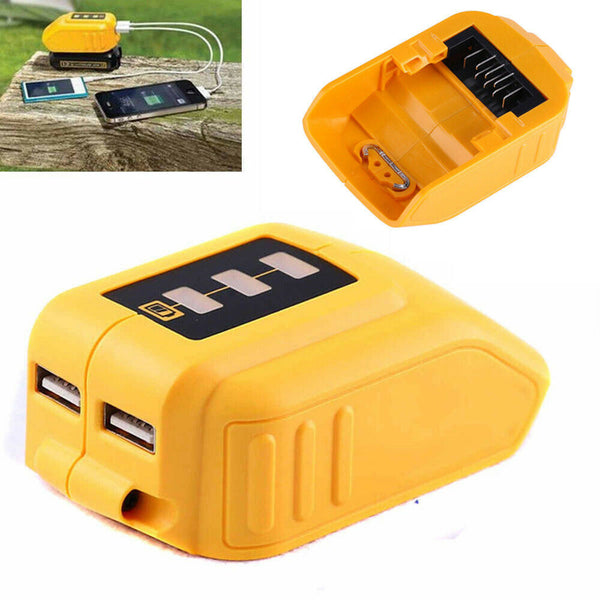 2 Hole USB Phone Charger Adapter Li-ion Battery Power Bank For Dewalt DCB090