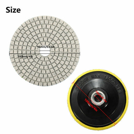 10Pcs Diamond Polishing Pads Wet Dry 4" Set for Granite Stone Concrete Marble - salelink.co.nz