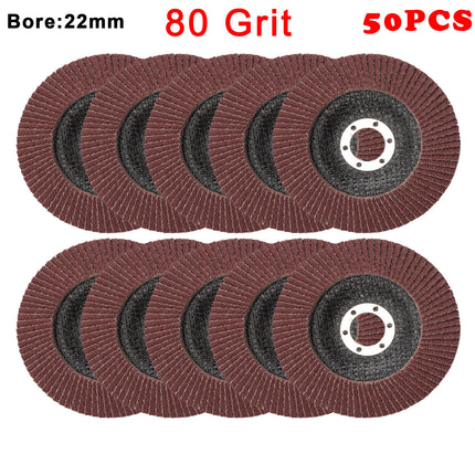 50Pcs Abrasive 5'' 125MM Metal Sanding Flap Disc Angle Grinder 80 Grit - salelink.co.nz