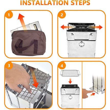 20x20x35cm Camping Stove Camp Wood BBQ Grill - salelink.co.nz