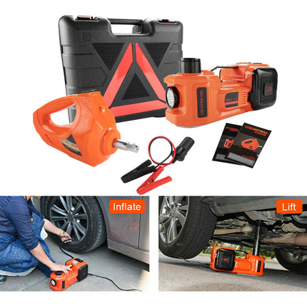 5Ton 12V Car Electric Hydraulic Floor Jack Lift + Impact Wrench Kit Box 3 in 1 - salelink.co.nz