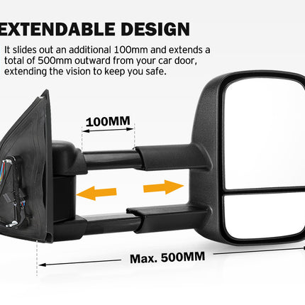 Towing Mirrors for Nissan Pathfinder MY 2003-2013 Black - salelink.co.nz