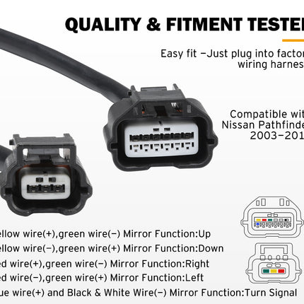 Towing Mirrors for Nissan Pathfinder MY 2003-2013 Black - salelink.co.nz