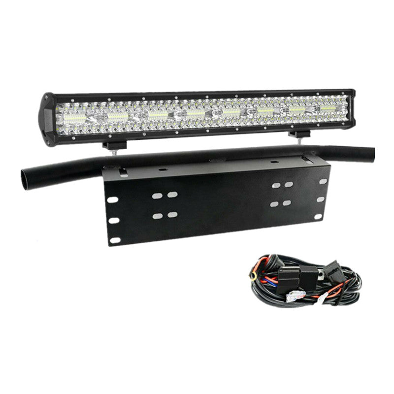 23inch CREE LED Light Bar Tri Row Combo + 23'' Number Plate Frame Mount Bracket