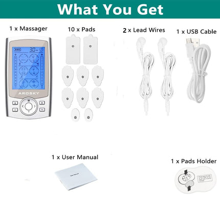 TENS Machine with 24 Massage Modes & 10 Pads - salelink.co.nz