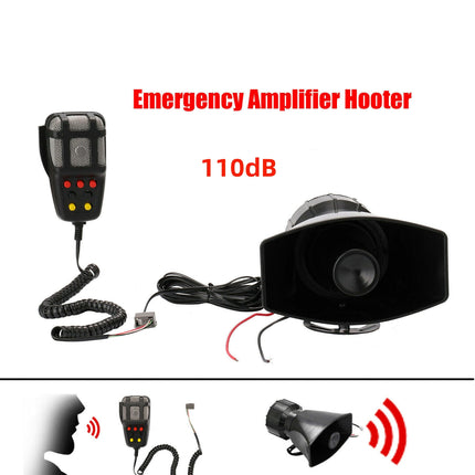 12V 110dB Air Horn Siren Car Emergency Siren + MIC Speaker