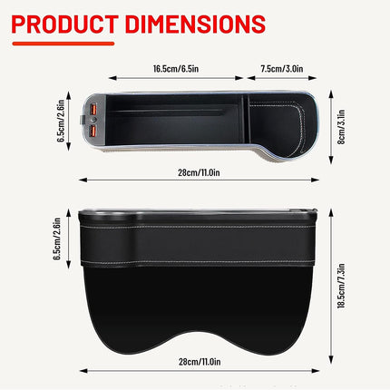 2PCS LED Car Seat Gap Filler Organizer with Charging Function