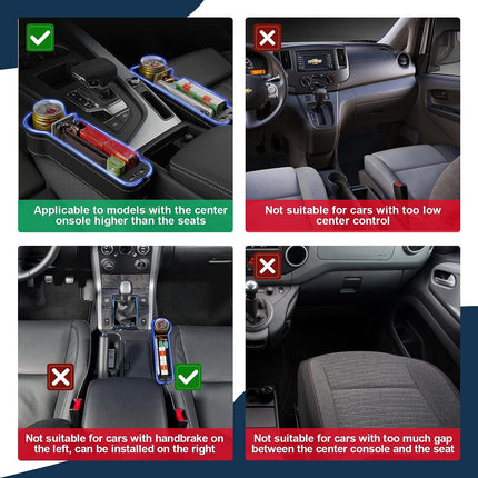 2PCS LED Car Seat Gap Filler Organizer with Charging Function