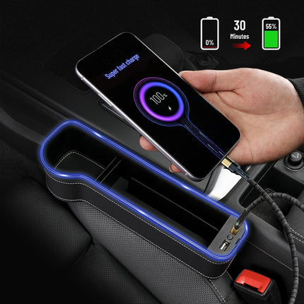 2PCS LED Car Seat Gap Filler Organizer with Charging Function