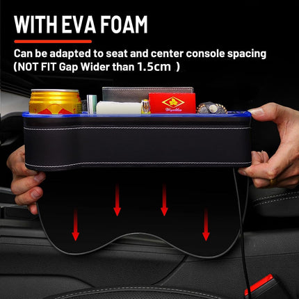 2PCS LED Car Seat Gap Filler Organizer with Charging Function