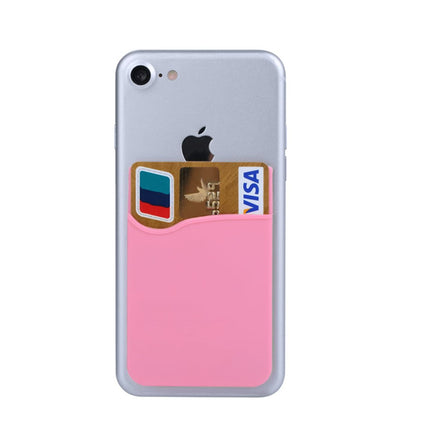 Light Pink Silicone Credit Card Holder Pocket Case Wallet Pouch Sticker Cellphone Phone - salelink.co.nz