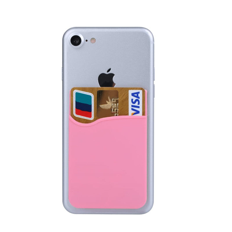 Light Pink Silicone Credit Card Holder Pocket Case Wallet Pouch Sticker Cellphone Phone