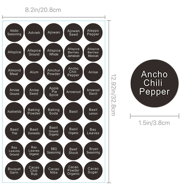 400 PCS Printed Spice Jar and Pantry Label Set Chalkboard Round Stickers Labels