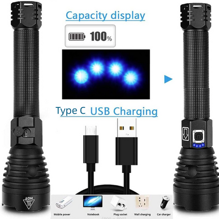 XHP90 3000LM Tactical 3 Mode Zoom Flashlight LED Hunting Torch - salelink.co.nz