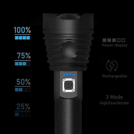 XHP90 3000LM Tactical 3 Mode Zoom Flashlight LED Hunting Torch - salelink.co.nz