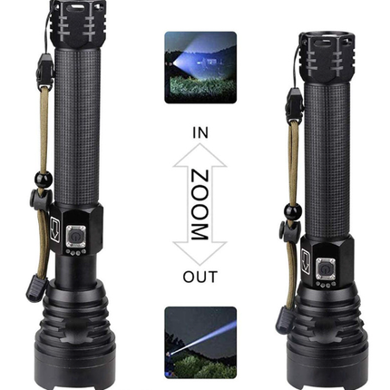 XHP90 3000LM Tactical 3 Mode Zoom Flashlight LED Hunting Torch - salelink.co.nz